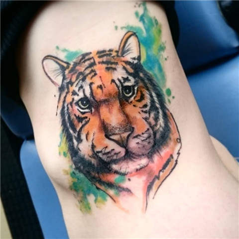 Tiger Watercolor Tattoo