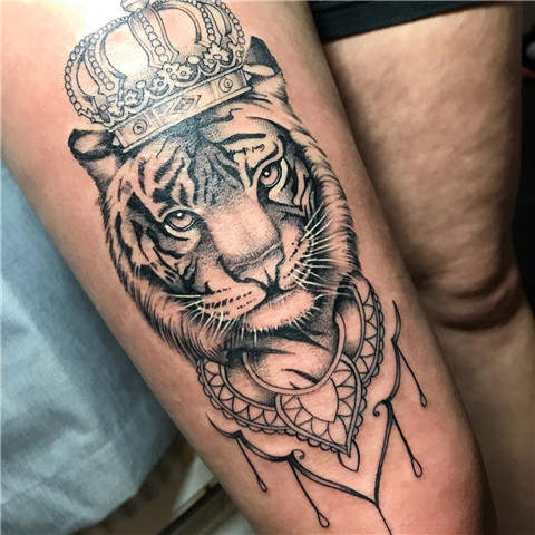 Tiger with Crown Tattoo