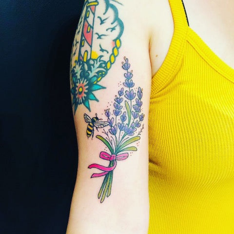 Traditional lavender tattoo