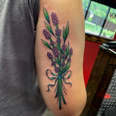 Traditional lavender tattoo