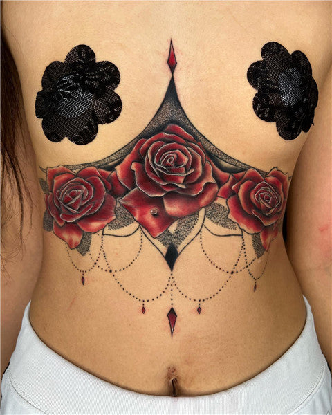 Tattoo uploaded by Oscar  flowers underboob underboobtattoo linework   Tattoodo