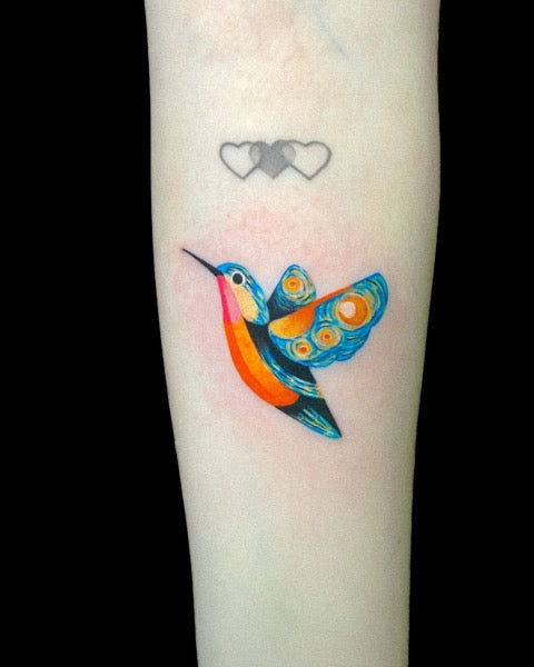 Watercolor Hummingbird Tattoo