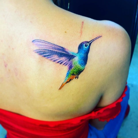 Watercolor Hummingbird Tattoo