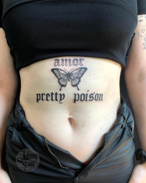 Word Underboob Tattoo