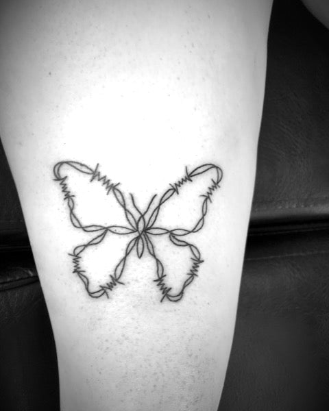 Barbed Wire Butterfly Tattoo