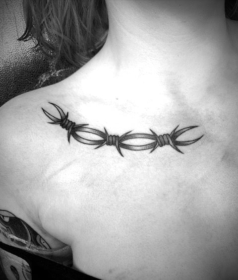 Barbed Wire Collar Bone Tattoo