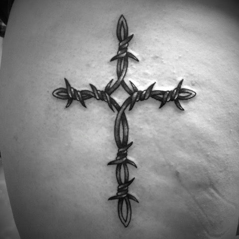 Barbed Wire Cross Tattoo