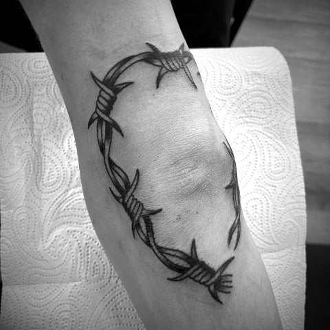 Barbed Wire Knee Tattoo