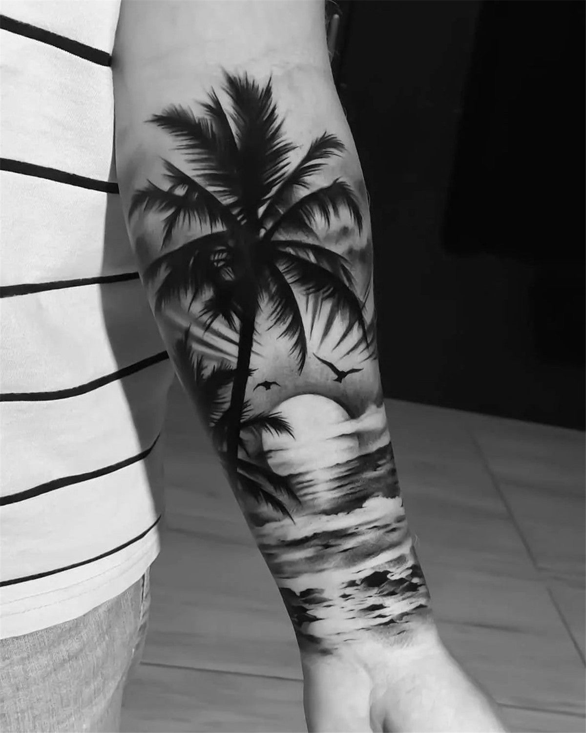 Top 113 Beach Tattoo Ideas 2021 Inspiration Guide  Palm tattoos Sunset  tattoos Beach tattoo