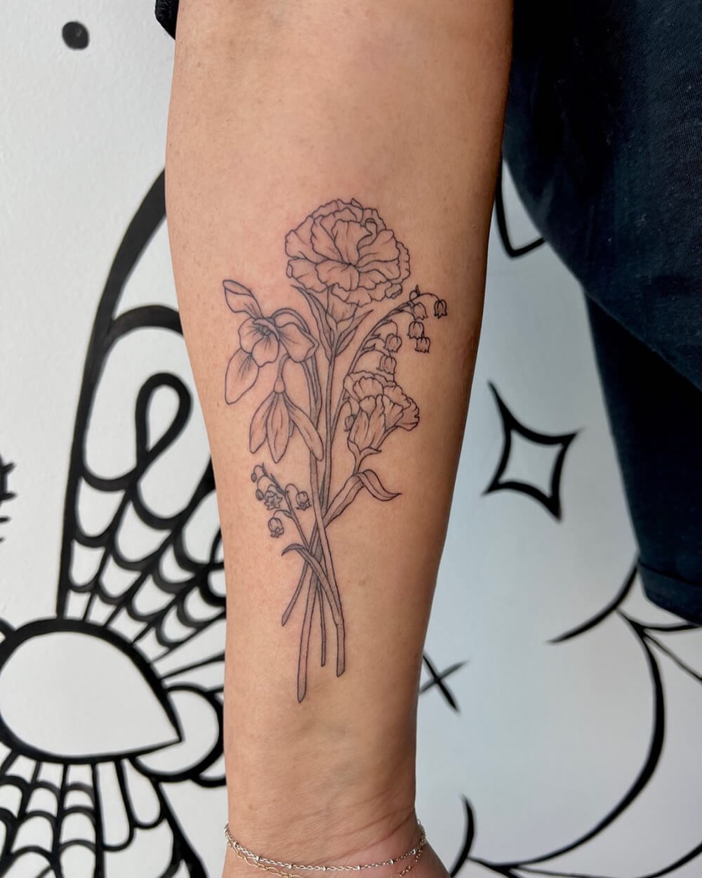 Carnation and Lily of the Valley Tattoo