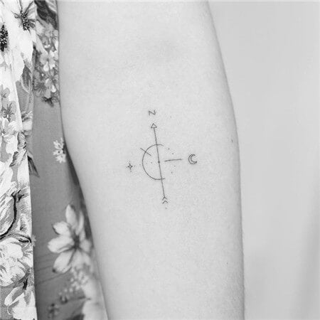 dainty compass tattoo