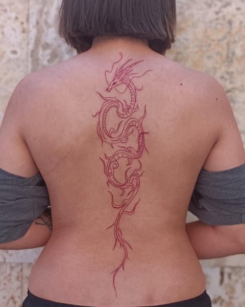 Thinking of adding some red ink onto the dragon perhaps some red flowers  or clouds like on the next photos Or maybe something else the only  clear back photo I got from