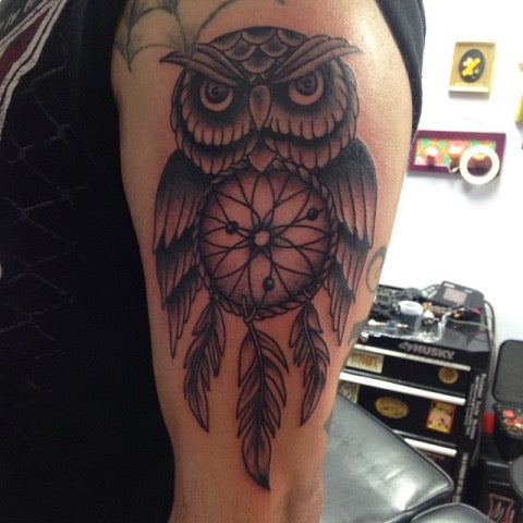 dream catcher owl tattoo