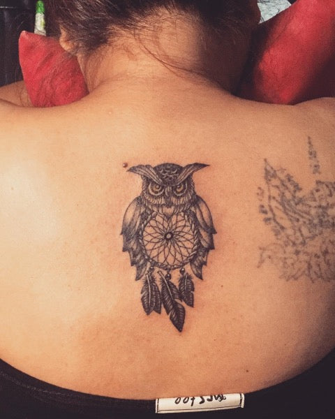 dream catcher owl tattoo