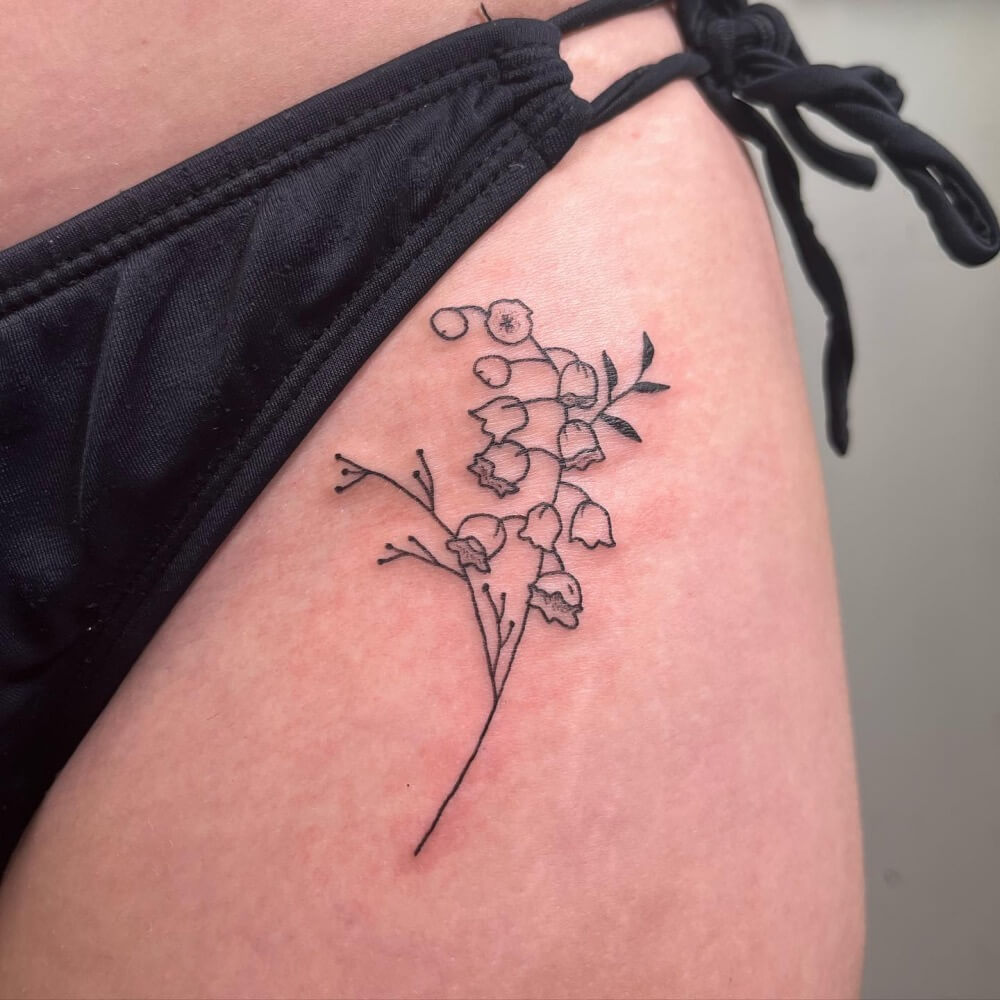 Fine Line Lily of the Valley Tattoo