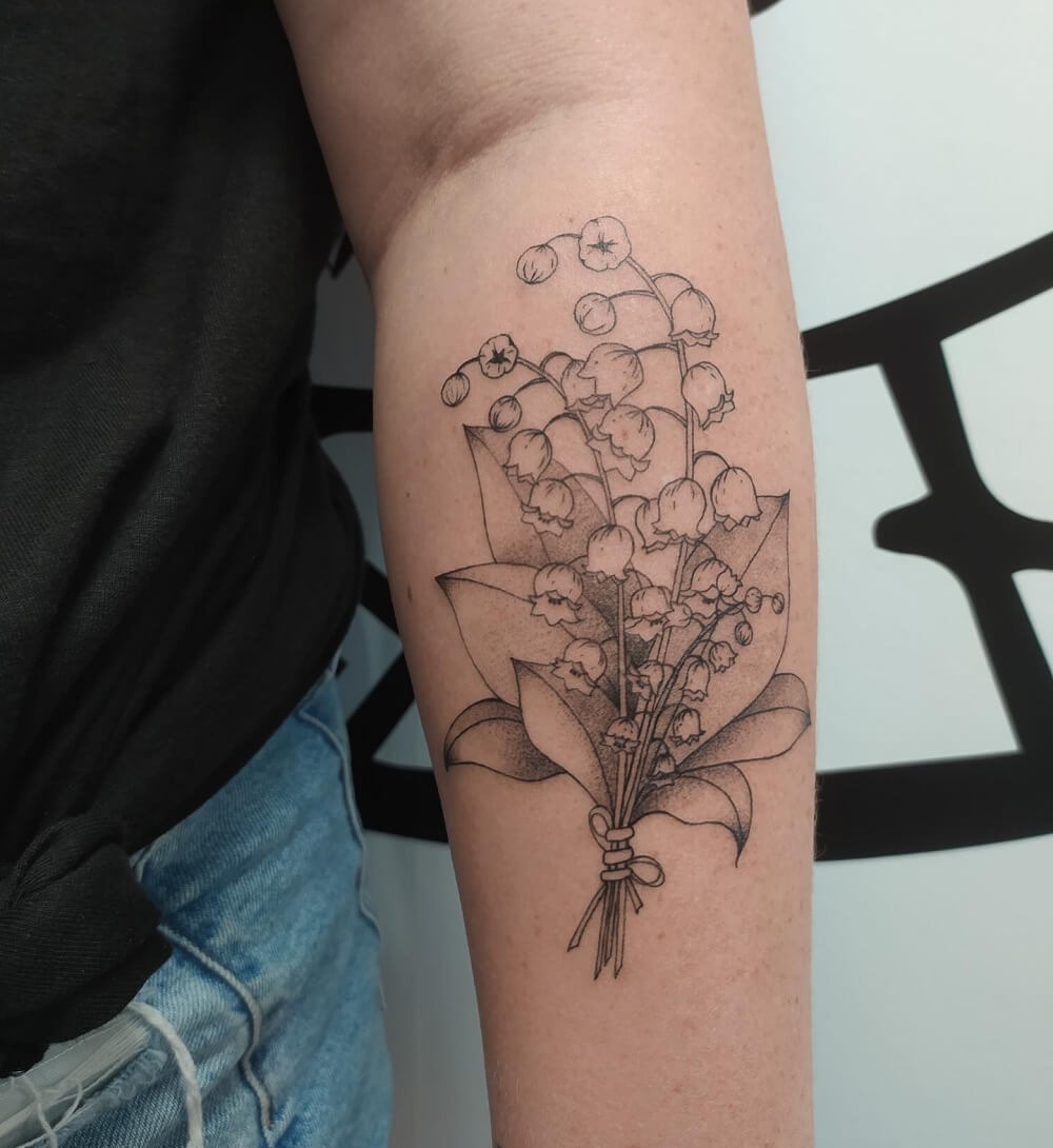 Fine Line Lily of the Valley Tattoo