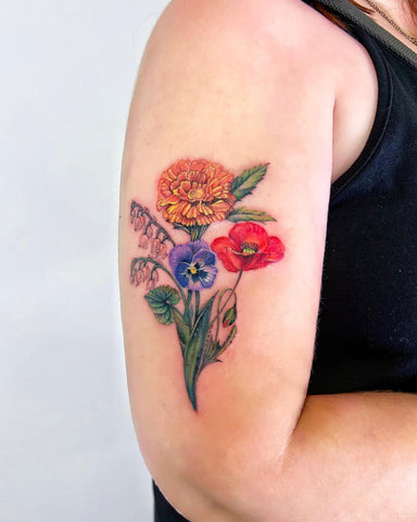 gladiolus and poppy tattoo