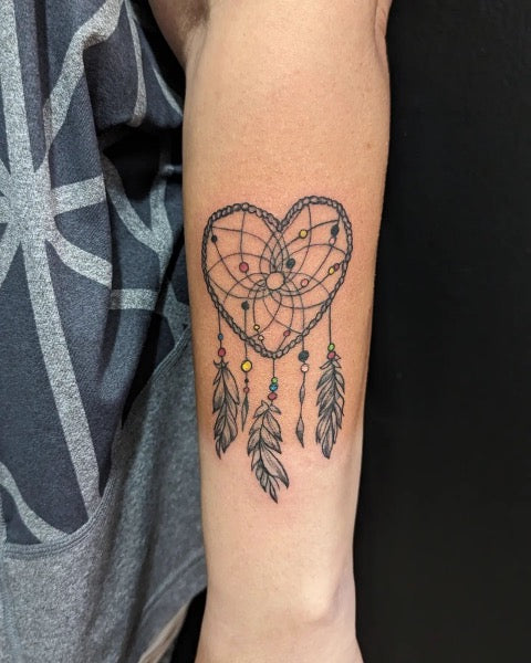 heart dream catcher tattoo