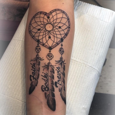 heart dream catcher tattoo