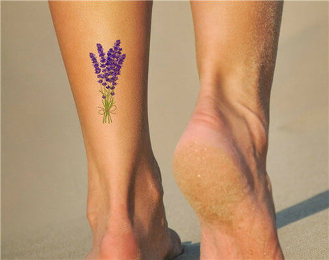 Lavender Tattoo Ankle