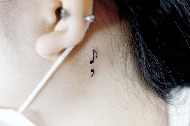 Tattoo uploaded by Mason Stephens • Little music notes behind the ear. •  Tattoodo