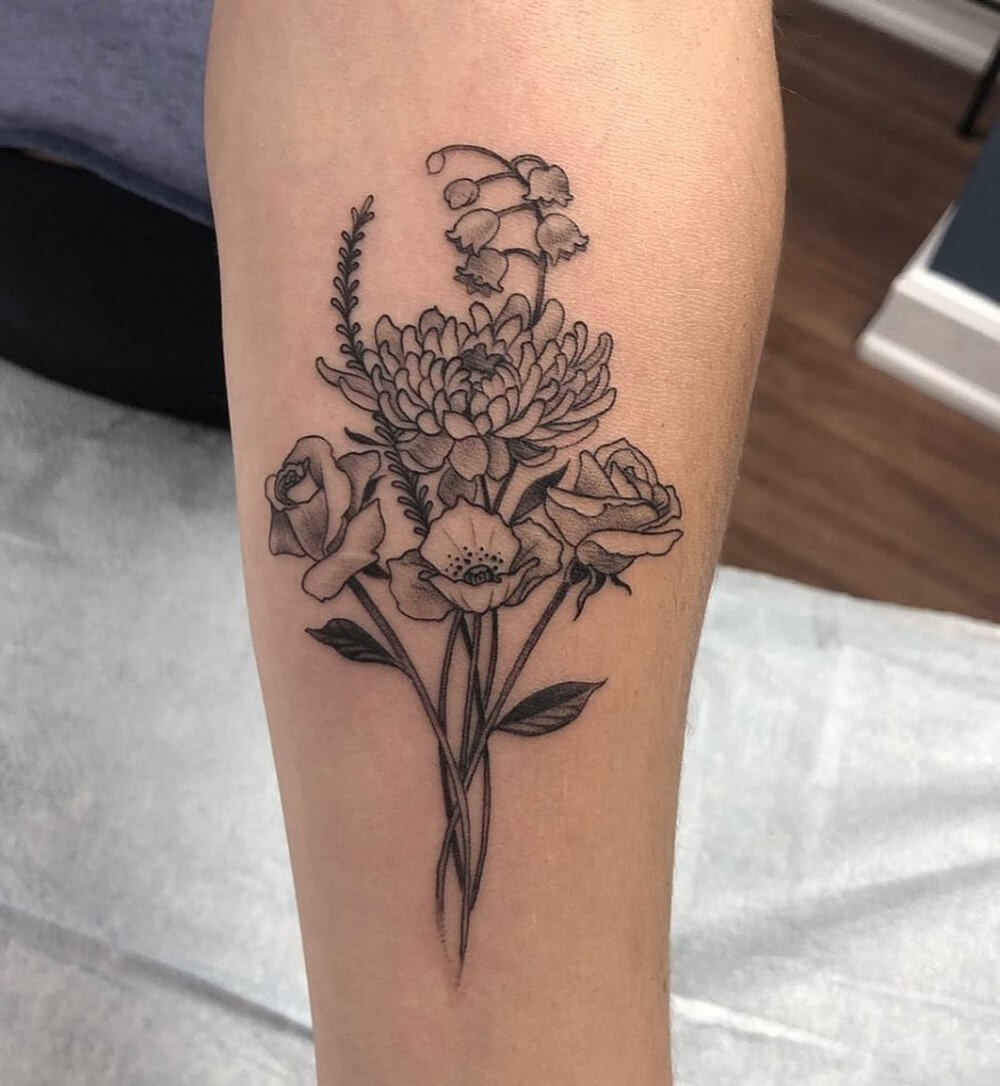 Poppy and Lily of the Valley Tattoo