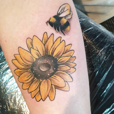 sunflower and bee tattoo