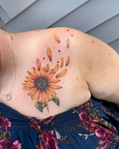 sunflower chest tattoo