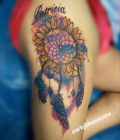 sunflower dreamcatcher tattoo