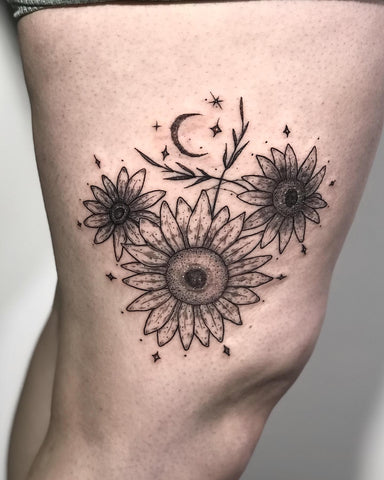 sunflower moon tattoo