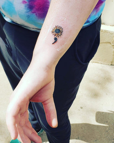 sunflower semicolon tattoo