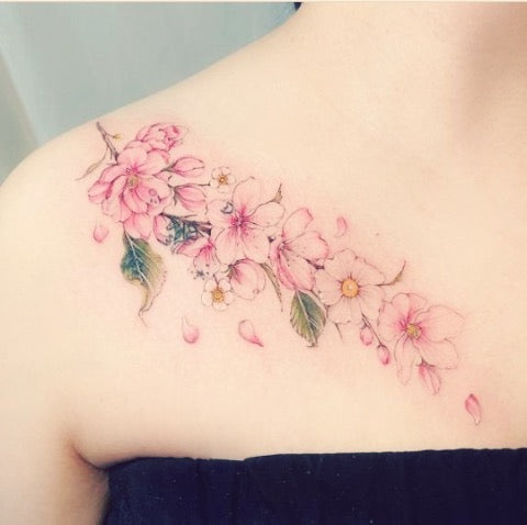 watercolor cherry blossom tattoo