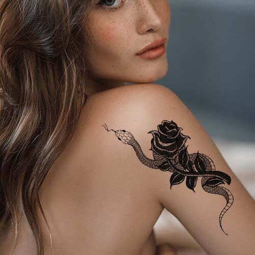 Snake and Rose tattoo