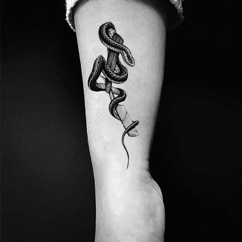 Snake and Dagger Tattoo