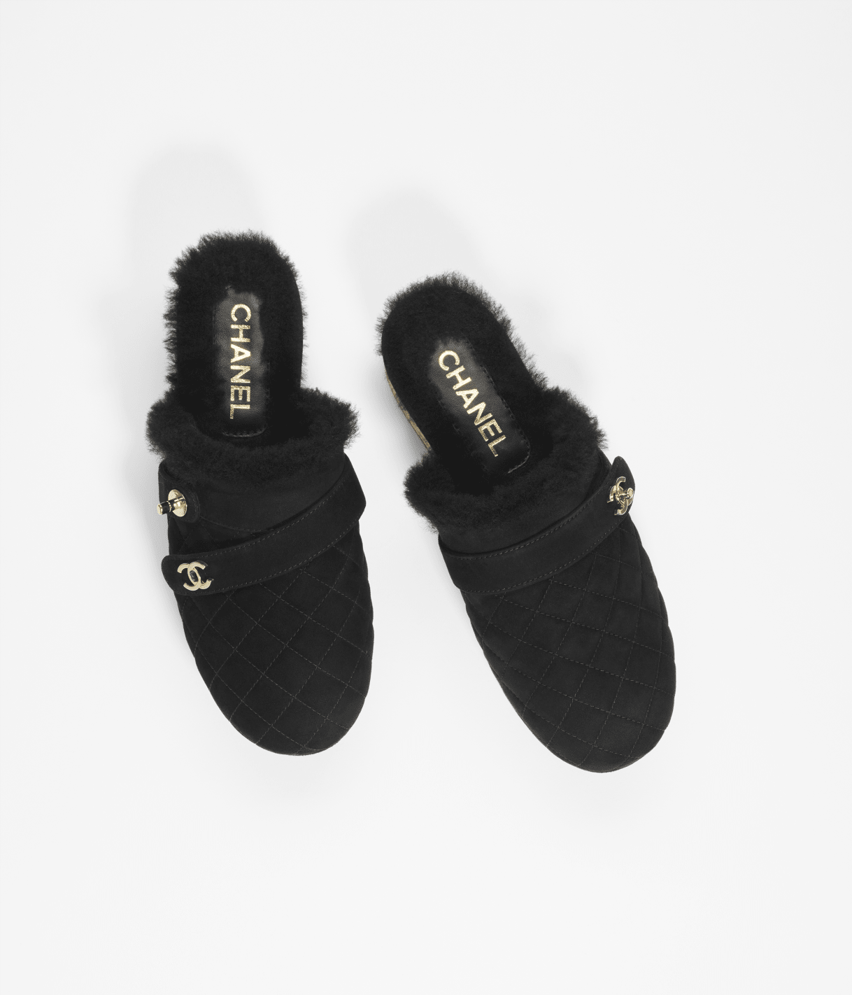 black chanel clogs