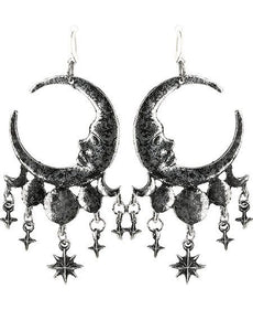 Gothic earrings with moon & stars design 
