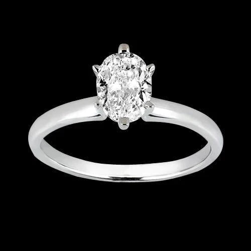 1 Carat Oval Natural Earth Mined Diamond Solitaire Ring