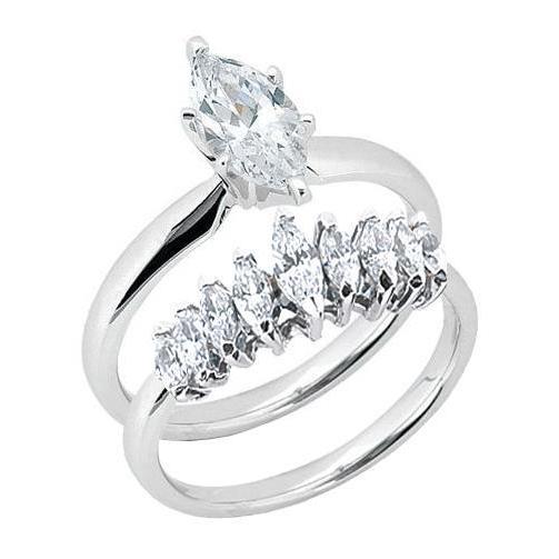 Gia Certified 3 00 Ct Marquise Round Cut Diamond Platinum Diamond Bridal Set Ebay