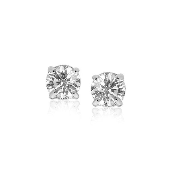 1 3 Ct Prong Set Solitaire Round Diamond Stud Earring 14k White Gold