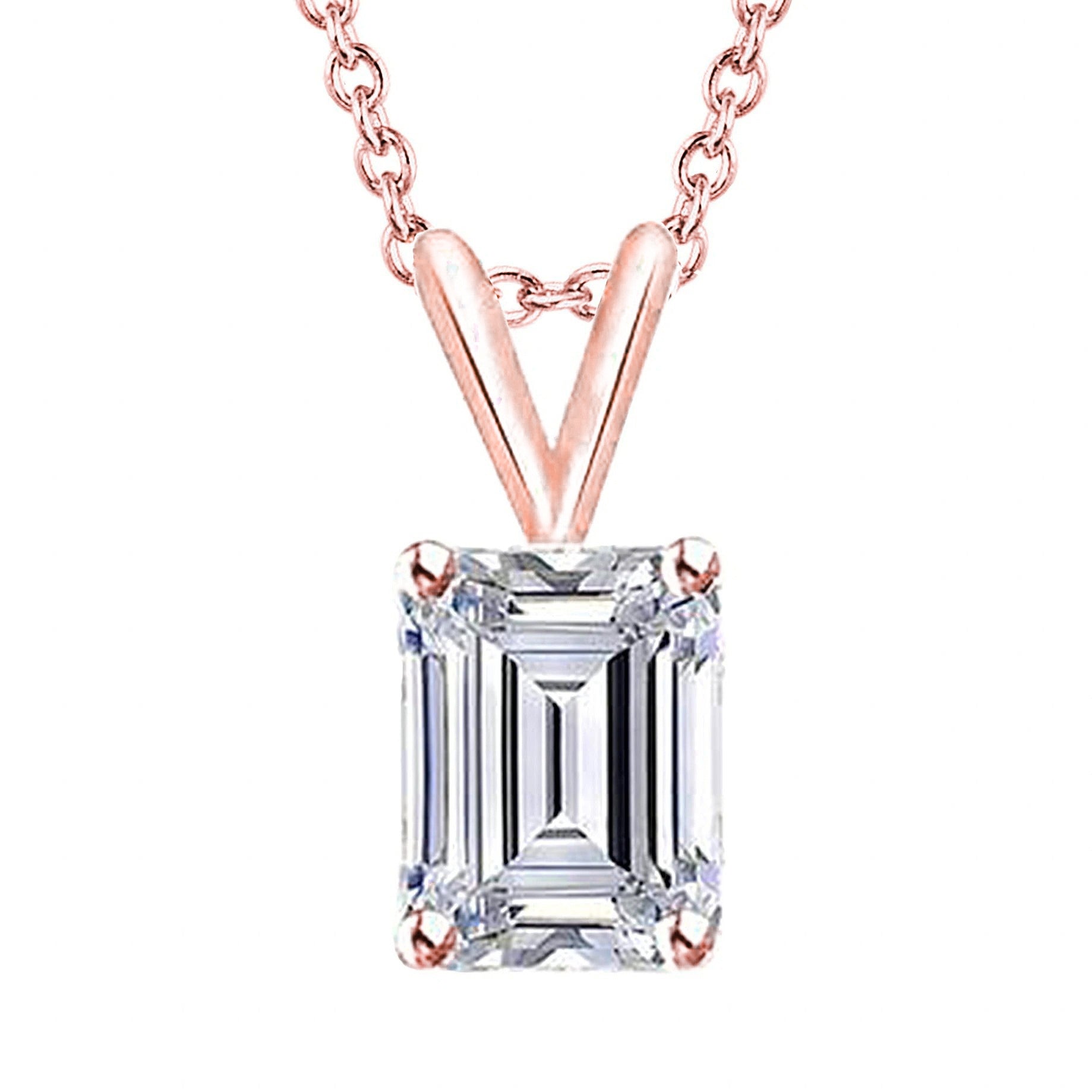 925 Sterling Silver Necklace -1ct Emerald Cut Moissanite Diamond Penda –  peardedesign.com