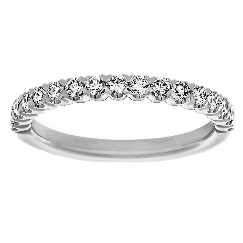Round Natural Earth Mined Diamond Half Eternity Anniversary Band White Gold 1 Ct.
