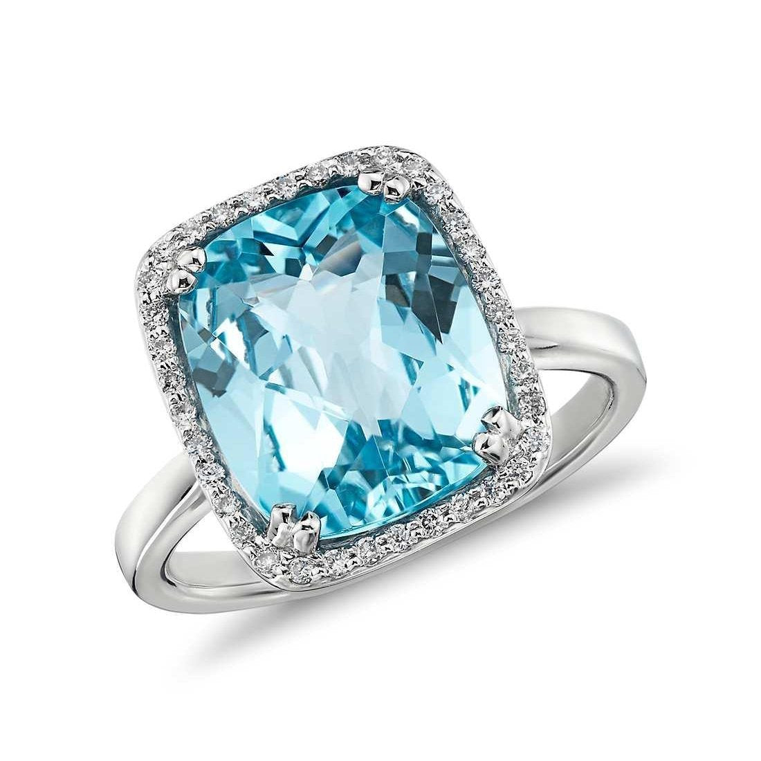 Big Aquamarine And Small Diamonds 9.50 Ct Wedding Ring