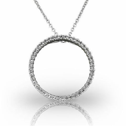 White Gold 14K 4.50 Ct Brilliant Cut Diamonds Circle Pendant Necklace Pendant