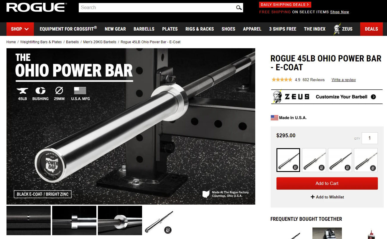 Rogue Fitness Ohio Power Bar