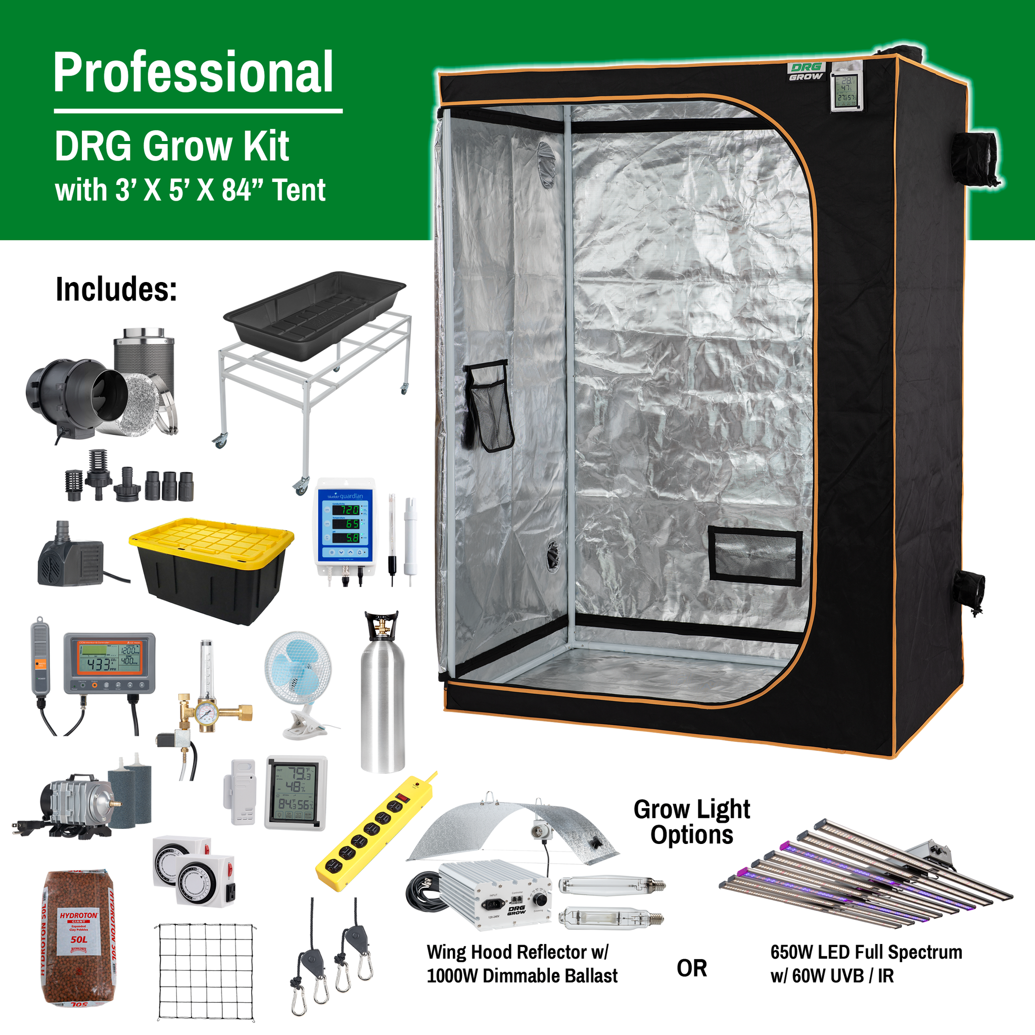 solidaritet Perennial forbandelse Professional DRG Grow Kit w/ 3'x5' Tent and Accessories – DRG GROW