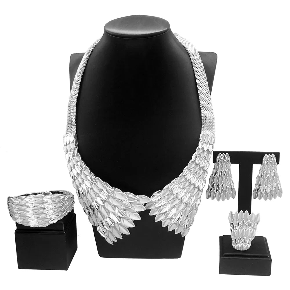 Gold Plating Necklace Earrings Pendant Jewelry Sets For Women