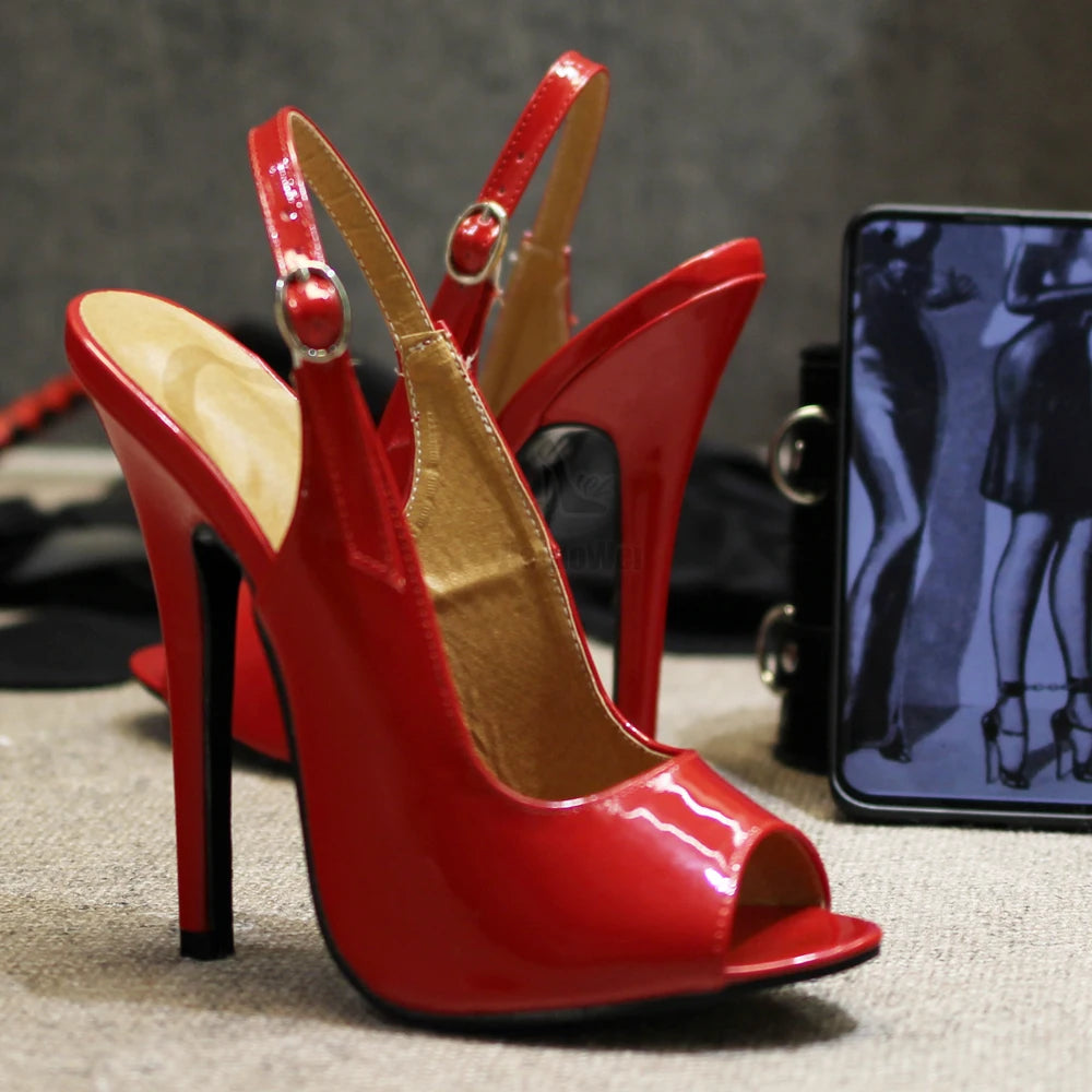 5" Red Fetish Pinup Girl Photoshoot Retro Vintage Super High Heel Womans Shoes