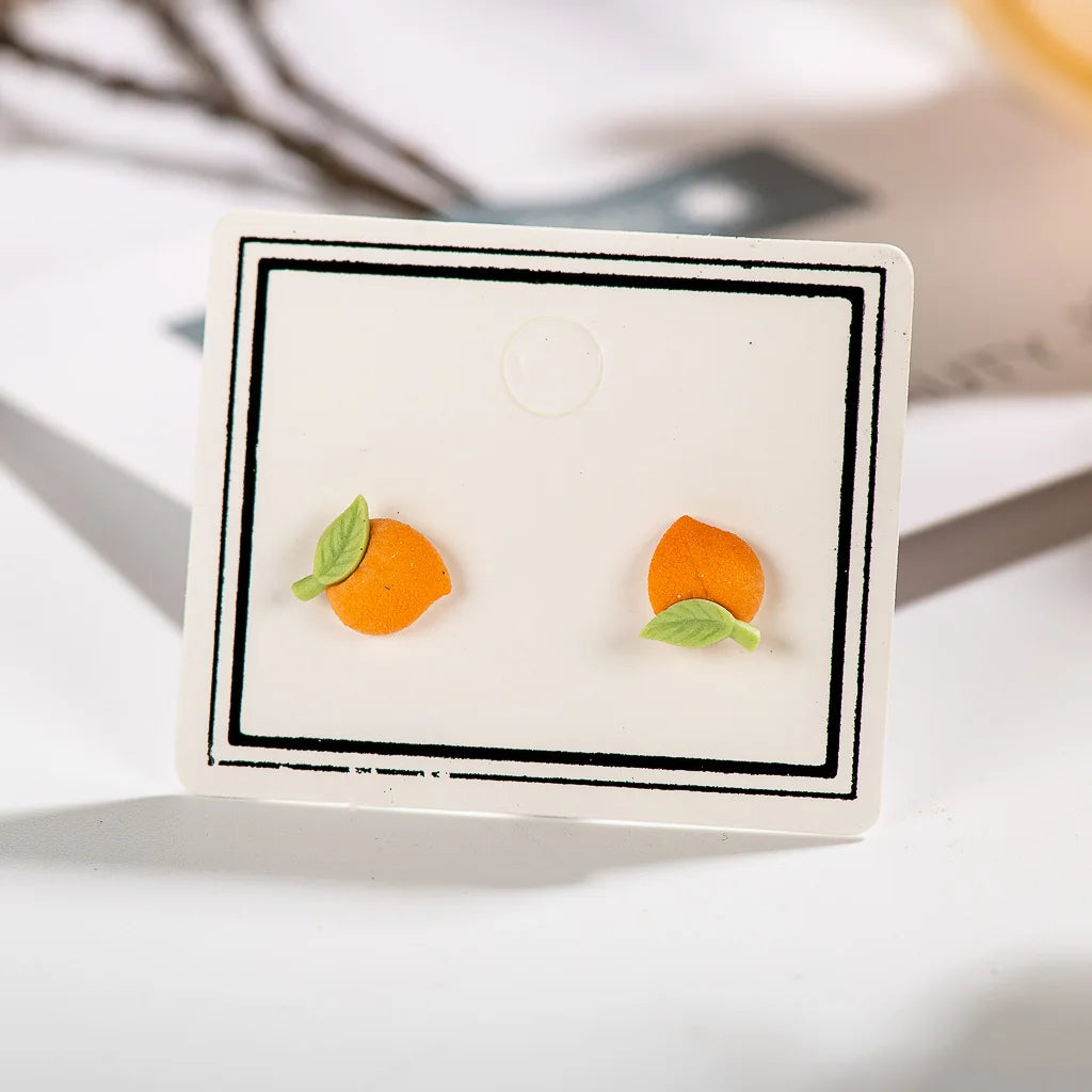 Small And Exquisite Colorful  Fruit Peach Ceramic Earrings