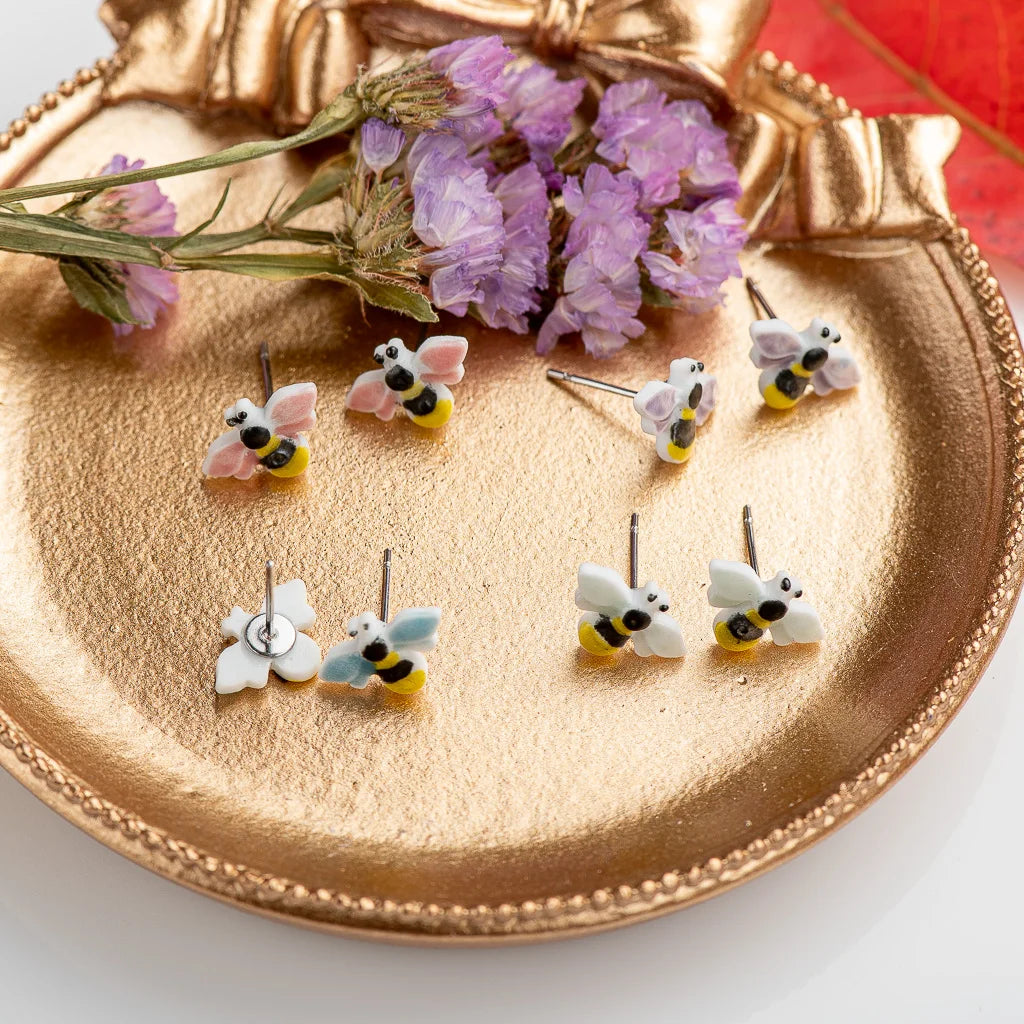 Cartoon Animal Bee Ceramic Earrings