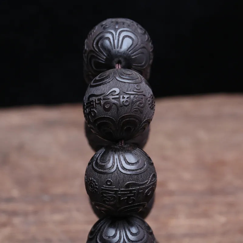Buddhist Beaded Bracelet Ebony Feng Shui Buddhist Zen Amulet 20 MM Beaded Necklace Bracelet